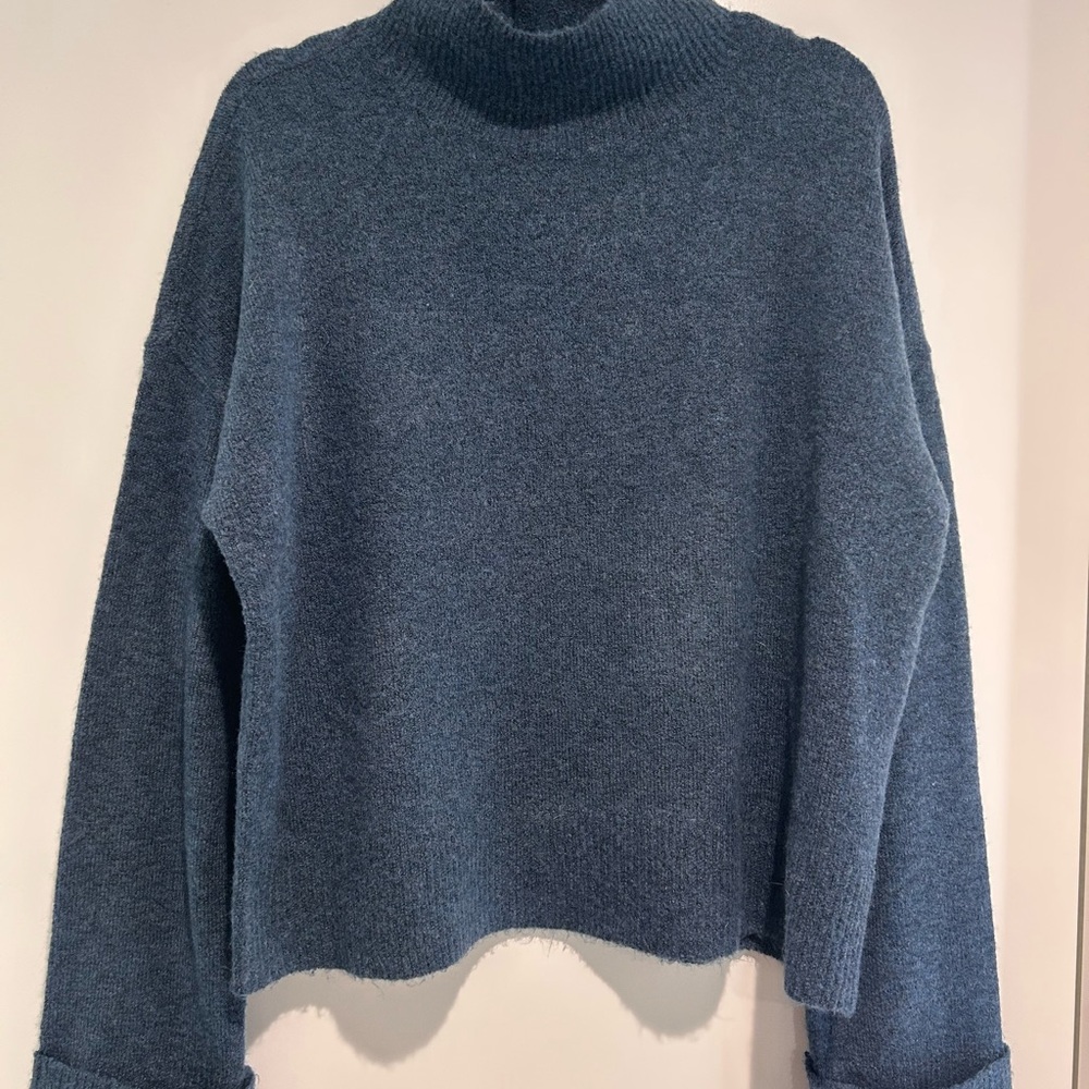 STATE Blue Cowl Neck Sweater Timeless Knit Design